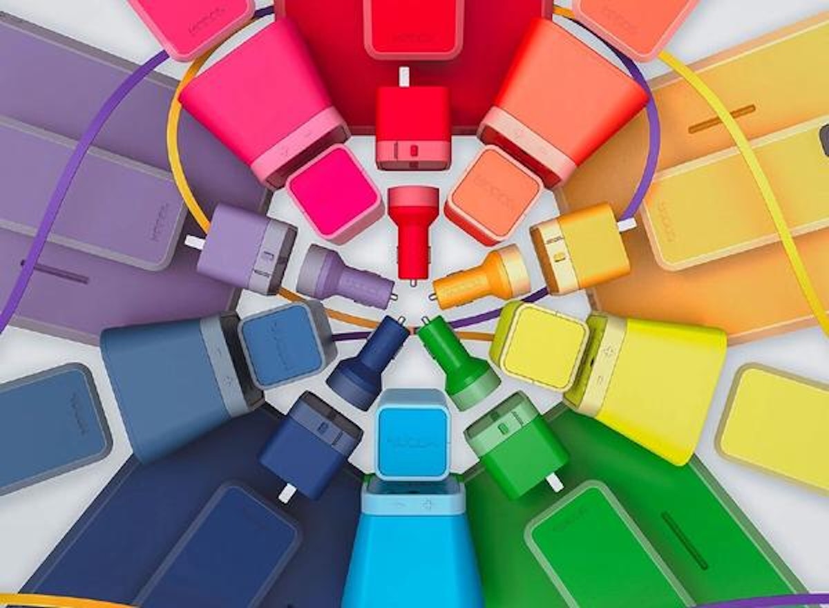 Colorful radial arrangement of tech products